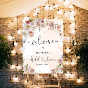 Blush Pink Floral Bridal Shower Welcome Foam Board