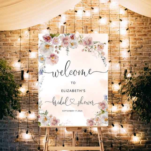 Blush Pink Floral Bridal Shower Welcome Foam Board (Creator Uploaded)