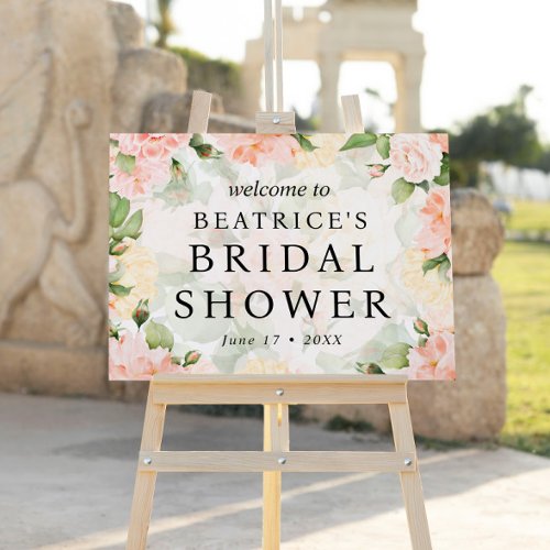 Blush Pink Floral Bridal Shower Welcome Sign