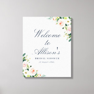 blush pink floral bridal shower welcome sign