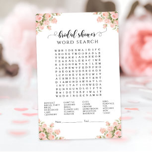 Blush Pink Floral Bridal Shower Word Search Game
