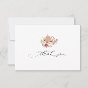 Blush Pink Floral Bridal Tea Party Thank You Card
