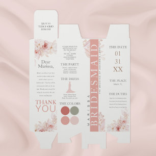 Blush Pink Floral Bridesmaid Details Wine Box