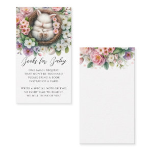 Blush Pink floral bunny Baby Shower Book Request Enclosure Card