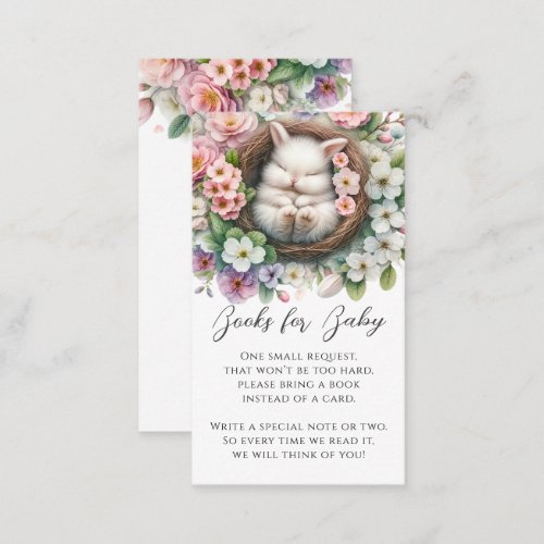 Blush Pink floral bunny Baby Shower Book Request Enclosure Card