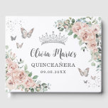 Blush Pink Floral Butterflies Silver Quinceañera Guest Book<br><div class="desc">Coordinate your party with this elegant personalized Guest Book! Personalize it easily and quickly, simply click the customize it further button to edit the texts, change fonts and fonts colors. Featuring pretty pastel blush pink flowers, delicate greenery and blush and silver butterflies. Great for Quinceañera, Sweet 16, bridal shower, debutante...</div>