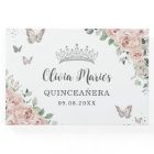 Blush Pink Floral Butterflies Silver Quinceañera