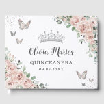 Blush Pink Floral Butterflies Silver Quinceañera Guest Book<br><div class="desc">Coordinate your party with this elegant personalized Guest Book! Personalize it easily and quickly, simply click the customize it further button to edit the texts, change fonts and fonts colors. Featuring pretty pastel blush pink flowers, delicate greenery and blush and silver butterflies. Great for Quinceañera, Sweet 16, bridal shower, debutante...</div>
