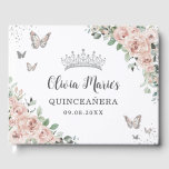 Blush Pink Floral Butterflies Silver Quinceañera Guest Book<br><div class="desc">Coordinate your party with this elegant personalized Guest Book! Personalize it easily and quickly, simply click the customize it further button to edit the texts, change fonts and fonts colors. Featuring pretty pastel blush pink flowers, delicate greenery and blush and silver butterflies. Great for Quinceañera, Sweet 16, bridal shower, debutante...</div>