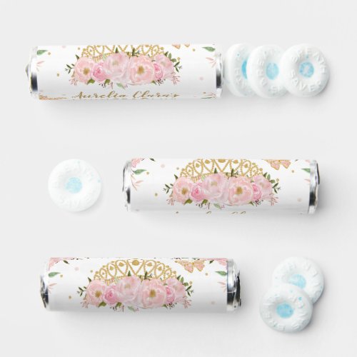 Blush Pink Floral Butterflies Tiara QUINCEAERA Breath Savers Mints