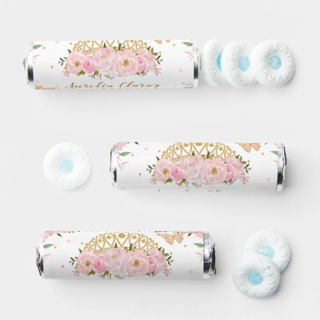 Blush Pink Floral Butterflies Tiara QUINCEAÑERA Breath Savers® Mints (Assorted)