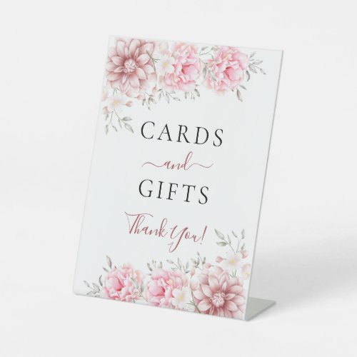 Blush Pink Floral Cards and Gifts Pedestal Sign