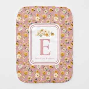Blush Pink Floral Carriage Baby Burp Cloth