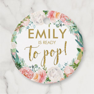 Blush Pink Floral Champagne Pop it Favor Tags