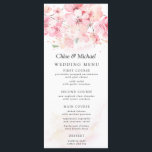 Blush Pink Floral Cherry Blossom Wedding Menu<br><div class="desc">A lush cherry blossom border sets an elegant tone. The wedding couple names follow in a traditional script font. The wedding menu continues below in a combination of classic upright and italic fonts. Very easy to customize. Delete any courses that don't apply. This item is part of the Cherry Blossom...</div>