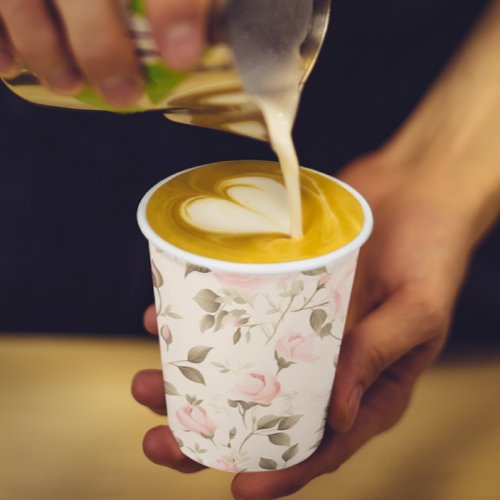 Blush Pink Floral Coffee Bar Paper Cups