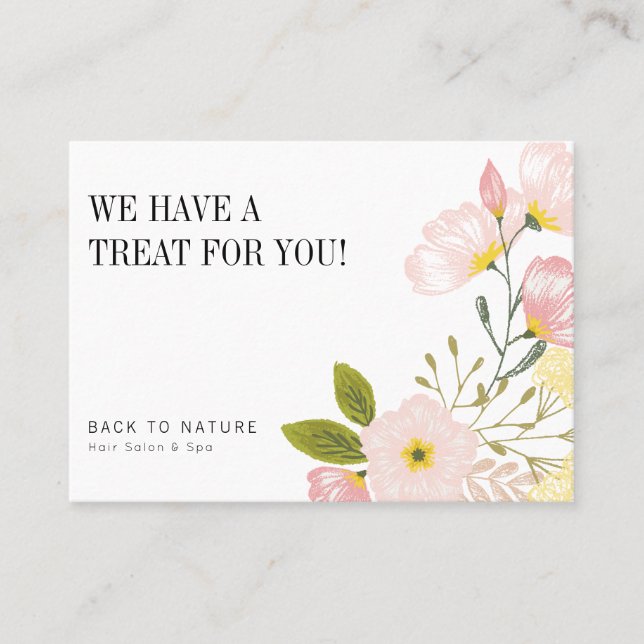 Blush Pink Floral Coupon Voucher Discount Cards (Front)