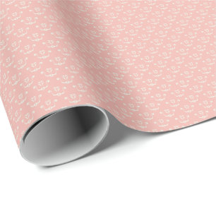Blush Pink Floral Crest and Cream Wrapping Paper
