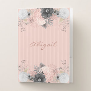 Blush Pink Floral Custom Name Pocket Folder