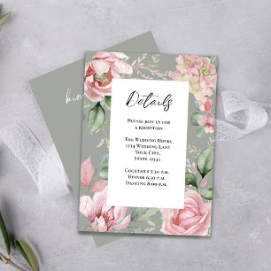 Blush Pink Floral Details Wedding Enclosure Card