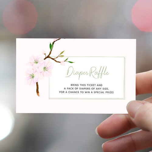 Blush pink floral diaper raffle ticket baby shower enclosure card