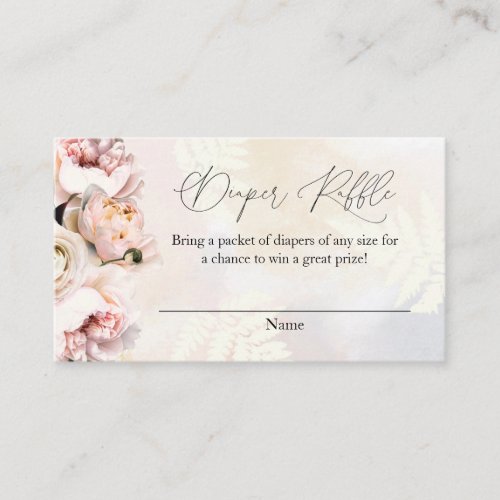 Blush Pink Floral Diaper Raffle Ticket Enclosure Card