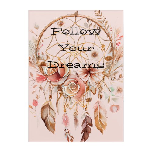 Blush Pink Floral Dream Catcher Acrylic Print