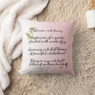Blush Pink Floral Dream Poem (written by me) Throw Pillow