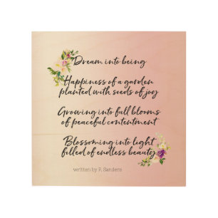 Blush Pink Floral Dream Poem (written by me) Wood Wall Art