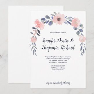 Blush Pink Floral Drop Wedding | Invitation