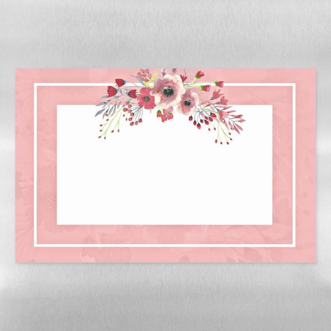 Blush Pink Floral Dry Erase Large Magnetic Sheet (Horizontal)