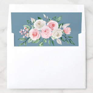 Blush Pink Floral Dusty Blue Wedding Envelope Liner