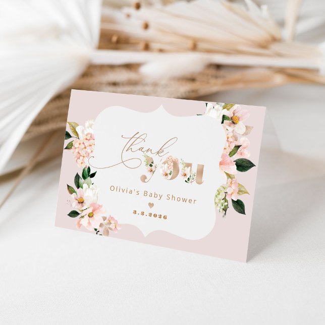 Blush pink floral elegant baby shower thank you (Creator Uploaded)