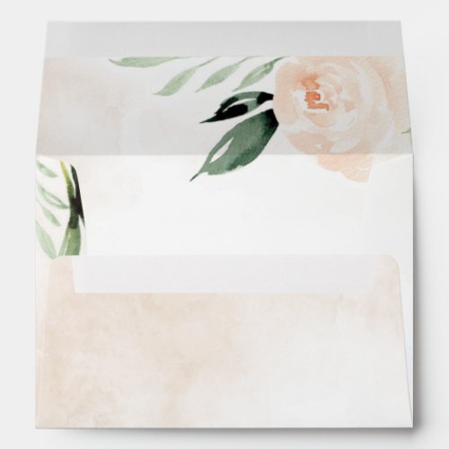 Blush Pink Floral Elegant Champagne Garden Wedding Envelope