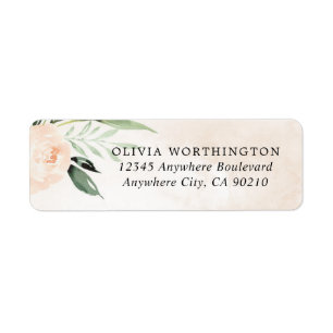 Blush Pink Floral Elegant Champagne Garden Wedding Label