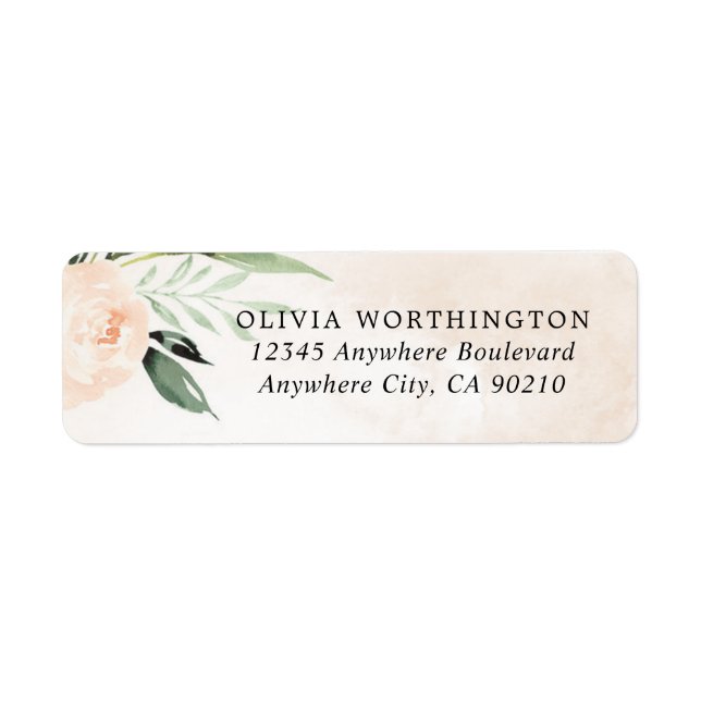 Blush Pink Floral Elegant Champagne Garden Wedding Label (Front)