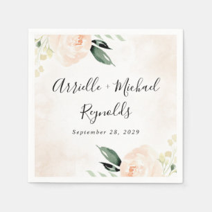Blush Pink Floral Elegant Champagne Garden Wedding Napkins