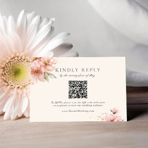 Blush Pink Floral Elegant Script Wedding RSVP Enclosure Card