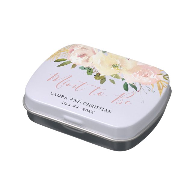 Blush Pink Floral Elegant Wedding Candy Tin (Side)