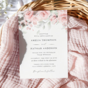 Blush Pink Floral Elegant Wedding  Invitation