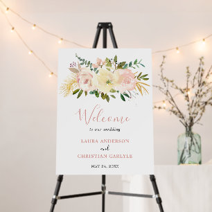 Blush Pink Floral Elegant Wedding Welcome Sign