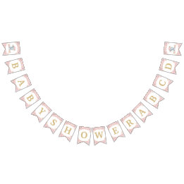 Blush Pink Floral Elephant Baby Shower Birthday Bunting Flags