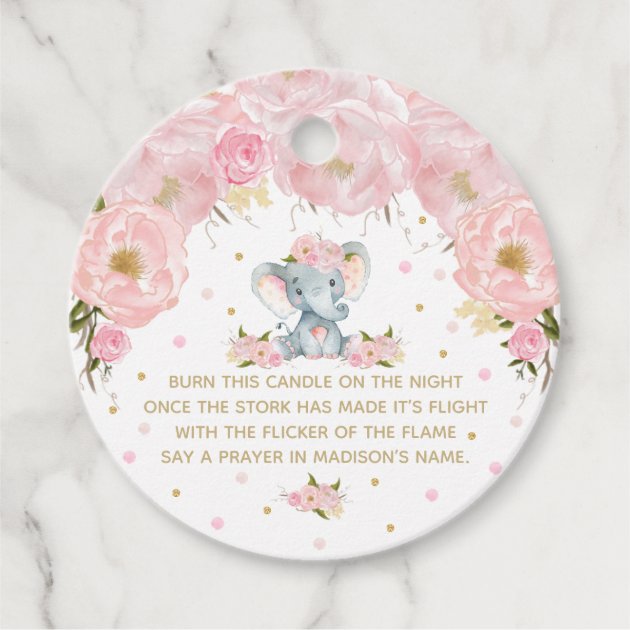 baby shower candle favor tags