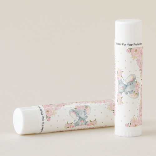 Blush Pink Floral Elephant Baby Shower Party Favor Lip Balm