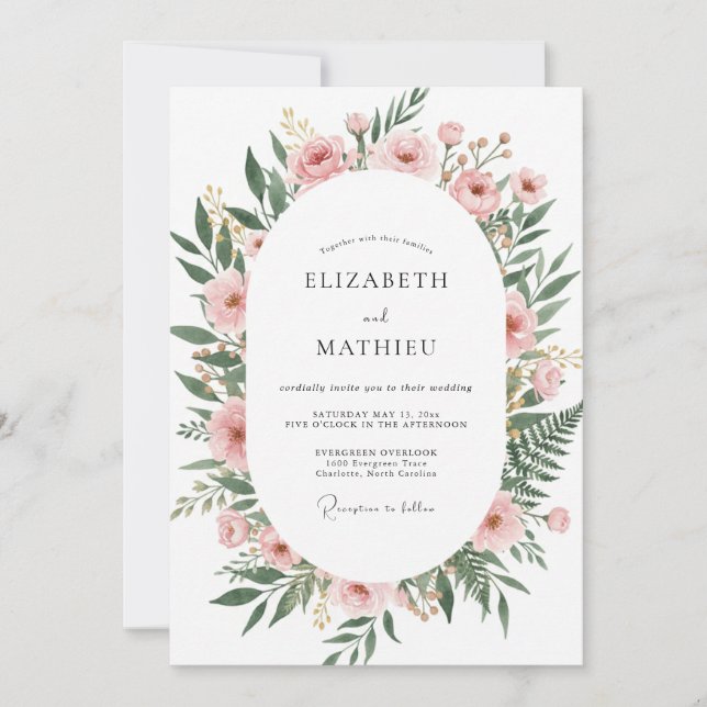 Blush Pink Floral Embrace Wedding Invitation (Front)