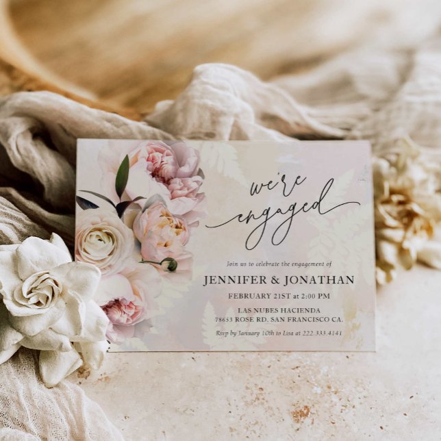 Blush Pink Floral Engagement Party Invitation (Creator Uploaded)