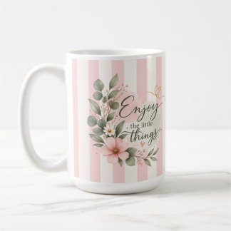 Blush Pink Floral “Enjoy the Little Things” MugMug Coffee Mug