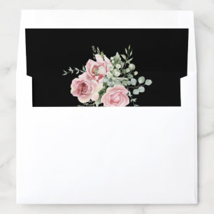 Blush Pink Floral Eucalyptus Black Wedding Envelope Liner