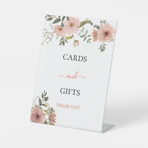 Blush pink floral eucalyptus cards gifts sign