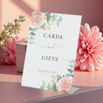 Blush pink floral eucalyptus cards gifts sign